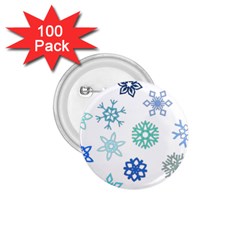 Snowflakes Blue Green Star 1 75  Buttons (100 Pack)  by Mariart