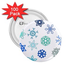 Snowflakes Blue Green Star 2 25  Buttons (100 Pack) 