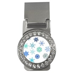 Snowflakes Blue Green Star Money Clips (cz) 