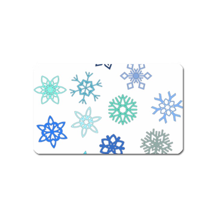 Snowflakes Blue Green Star Magnet (Name Card)
