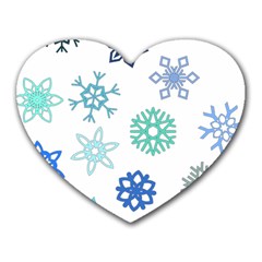 Snowflakes Blue Green Star Heart Mousepads by Mariart