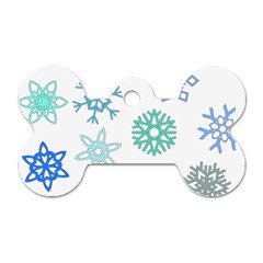 Snowflakes Blue Green Star Dog Tag Bone (one Side)