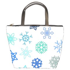 Snowflakes Blue Green Star Bucket Bags