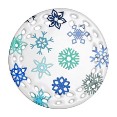 Snowflakes Blue Green Star Ornament (round Filigree) by Mariart