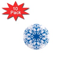 Snowflakes Blue Flower 1  Mini Magnet (10 Pack) 