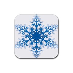 Snowflakes Blue Flower Rubber Square Coaster (4 Pack)  by Mariart