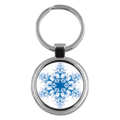 Snowflakes Blue Flower Key Chains (round)  by Mariart
