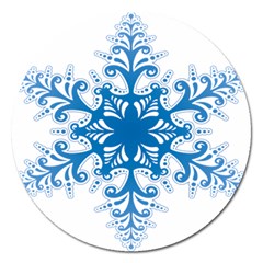 Snowflakes Blue Flower Magnet 5  (round) by Mariart