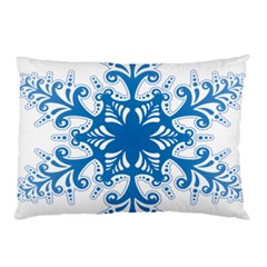 Snowflakes Blue Flower Pillow Case