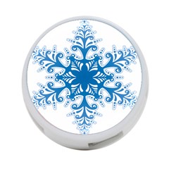 Snowflakes Blue Flower 4-port Usb Hub (one Side)