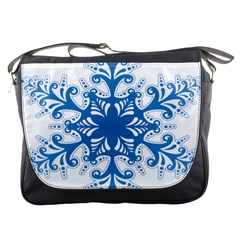 Snowflakes Blue Flower Messenger Bags