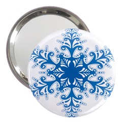 Snowflakes Blue Flower 3  Handbag Mirrors by Mariart