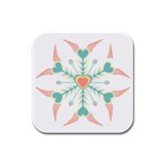 Snowflakes Heart Love Valentine Angle Pink Blue Sexy Rubber Square Coaster (4 pack)  Front