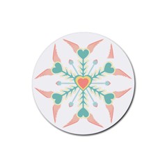 Snowflakes Heart Love Valentine Angle Pink Blue Sexy Rubber Round Coaster (4 Pack)  by Mariart