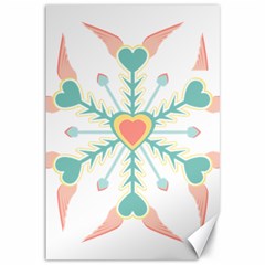 Snowflakes Heart Love Valentine Angle Pink Blue Sexy Canvas 12  X 18  