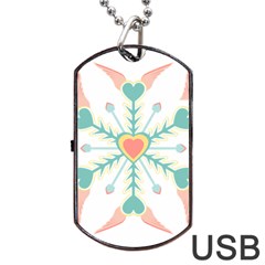 Snowflakes Heart Love Valentine Angle Pink Blue Sexy Dog Tag Usb Flash (one Side)