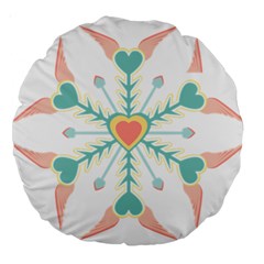 Snowflakes Heart Love Valentine Angle Pink Blue Sexy Large 18  Premium Round Cushions