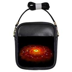 Space Galaxy Black Sun Girls Sling Bags