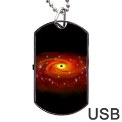 Space Galaxy Black Sun Dog Tag Usb Flash (two Sides)