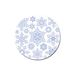 Snowflakes Blue White Cool Magnet 3  (Round)