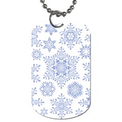 Snowflakes Blue White Cool Dog Tag (two Sides) by Mariart