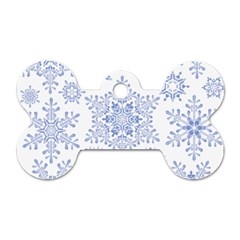 Snowflakes Blue White Cool Dog Tag Bone (One Side)