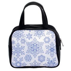 Snowflakes Blue White Cool Classic Handbags (2 Sides)