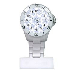 Snowflakes Blue White Cool Plastic Nurses Watch