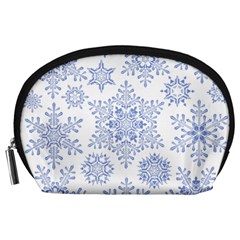 Snowflakes Blue White Cool Accessory Pouches (large) 