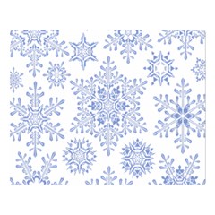 Snowflakes Blue White Cool Double Sided Flano Blanket (Large) 