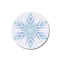 Snowflakes Star Blue Triangle Rubber Coaster (round) 