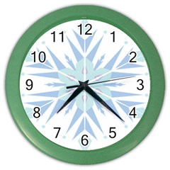 Snowflakes Star Blue Triangle Color Wall Clocks by Mariart