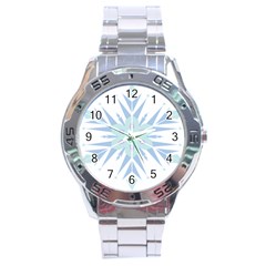 Snowflakes Star Blue Triangle Stainless Steel Analogue Watch