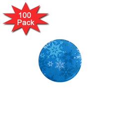 Snowflakes Cool Blue Star 1  Mini Magnets (100 Pack)  by Mariart