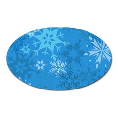 Snowflakes Cool Blue Star Oval Magnet by Mariart