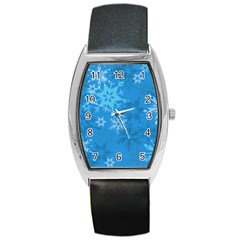 Snowflakes Cool Blue Star Barrel Style Metal Watch