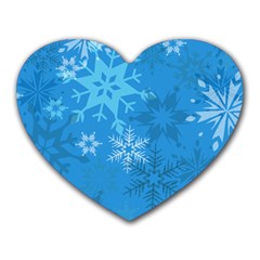 Snowflakes Cool Blue Star Heart Mousepads by Mariart