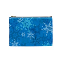 Snowflakes Cool Blue Star Cosmetic Bag (medium) 