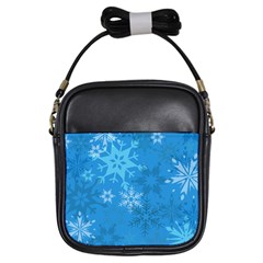 Snowflakes Cool Blue Star Girls Sling Bags by Mariart