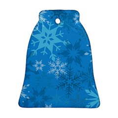 Snowflakes Cool Blue Star Bell Ornament (two Sides)