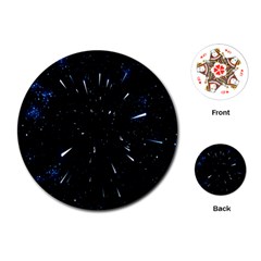 Space Warp Speed Hyperspace Through Starfield Nebula Space Star Line Light Hole Playing Cards (round) 