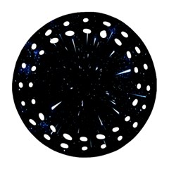 Space Warp Speed Hyperspace Through Starfield Nebula Space Star Line Light Hole Ornament (round Filigree)