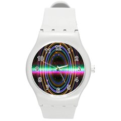 Spectrum Space Line Rainbow Hole Round Plastic Sport Watch (m) by Mariart