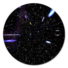 Space Warp Speed Hyperspace Through Starfield Nebula Space Star Hole Galaxy Magnet 5  (round) by Mariart