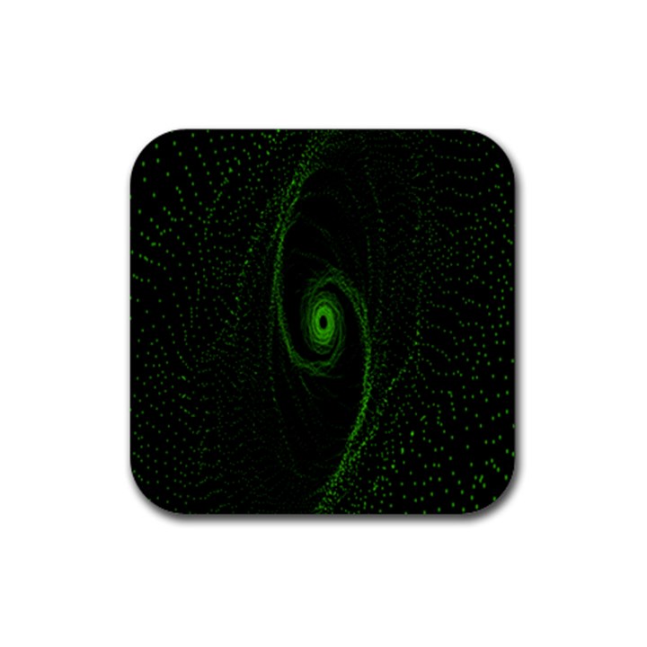 Space Green Hypnotizing Tunnel Animation Hole Polka Green Rubber Coaster (Square) 