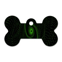 Space Green Hypnotizing Tunnel Animation Hole Polka Green Dog Tag Bone (two Sides) by Mariart