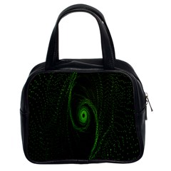 Space Green Hypnotizing Tunnel Animation Hole Polka Green Classic Handbags (2 Sides)