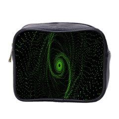 Space Green Hypnotizing Tunnel Animation Hole Polka Green Mini Toiletries Bag 2-side