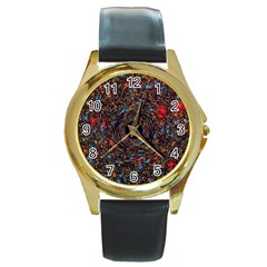 Space Star Light Black Hole Round Gold Metal Watch