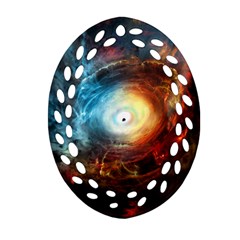 Supermassive Black Hole Galaxy Is Hidden Behind Worldwide Network Oval Filigree Ornament (two Sides) by Mariart